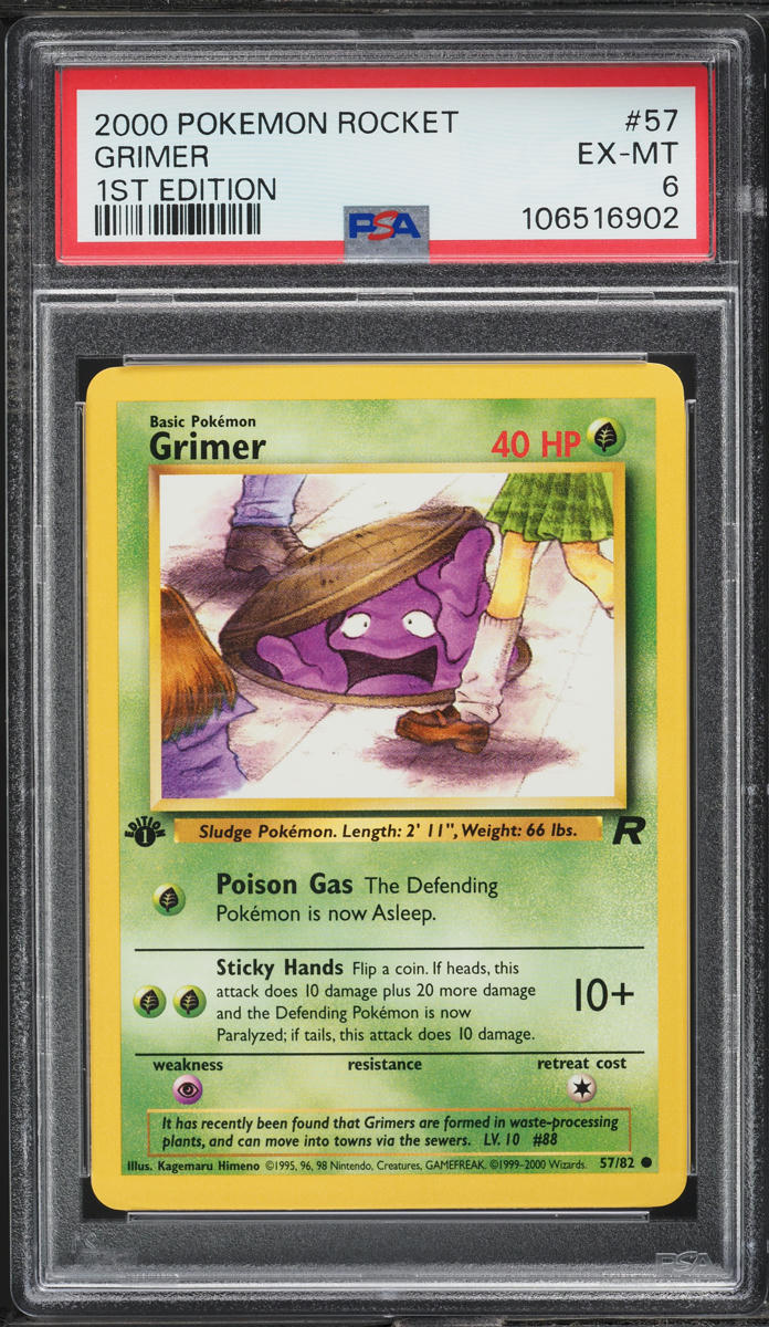 2000 Pokemon Team Rocket 1st Edition Grimer #57 PSA 6 EXMT