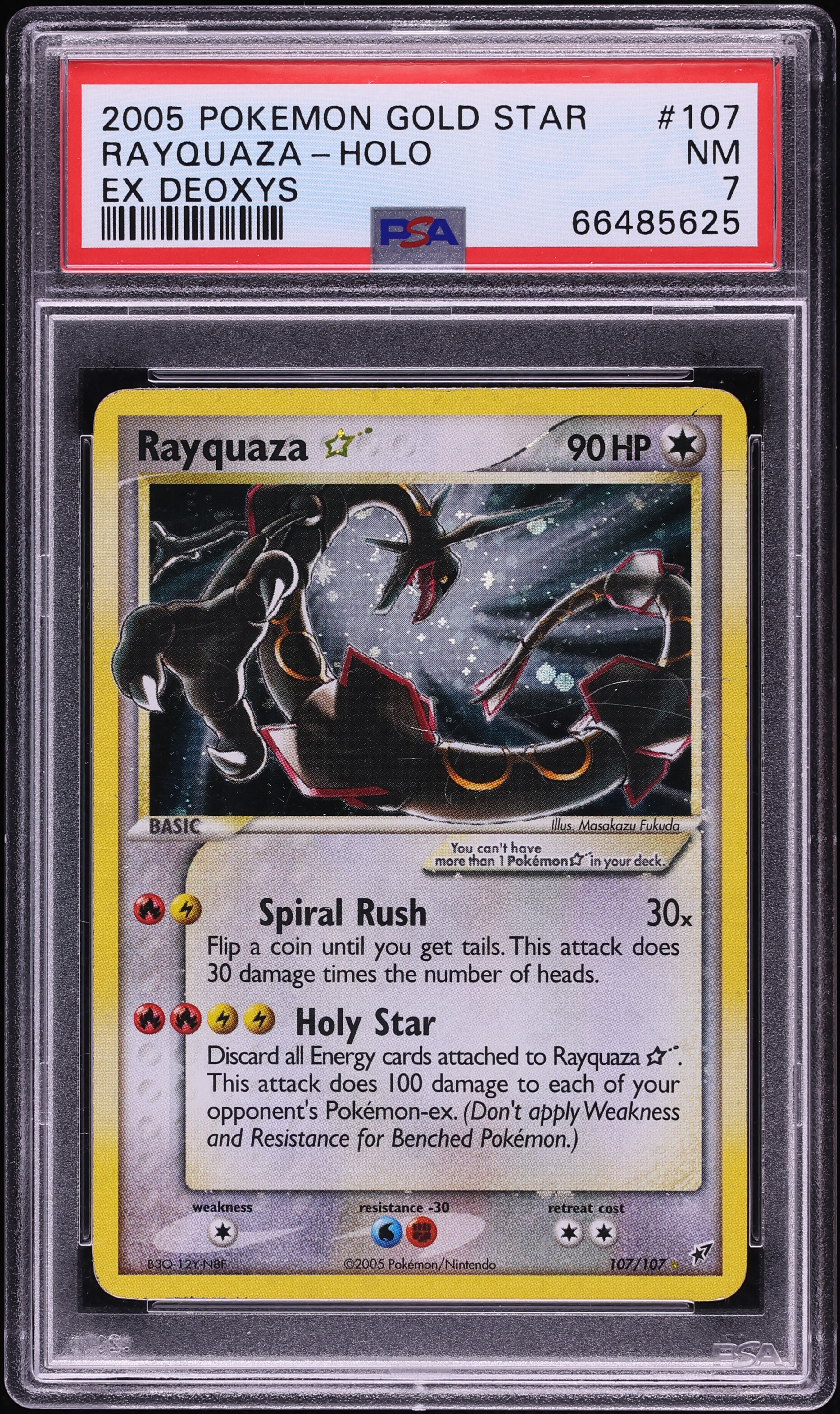 2005 Pokemon EX Deoxys Holo Rayquaza Gold Star #107 PSA 7 NRMT