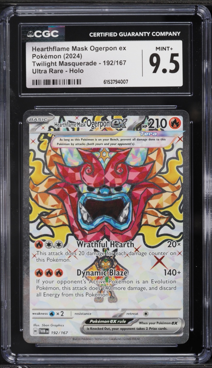 2024 Pokemon SV Twilight Masquerade Full Art Hearthflame Mask Ogerpon Ex #192 CGC 9.5 MINT+