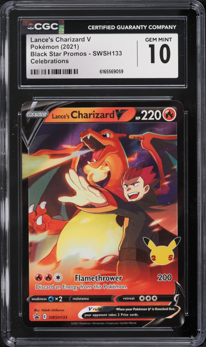 2021 Pokemon Sword & Shield Promo Celebrations Lance's Charizard V #SWSH133 CGC 10 GEM MINT
