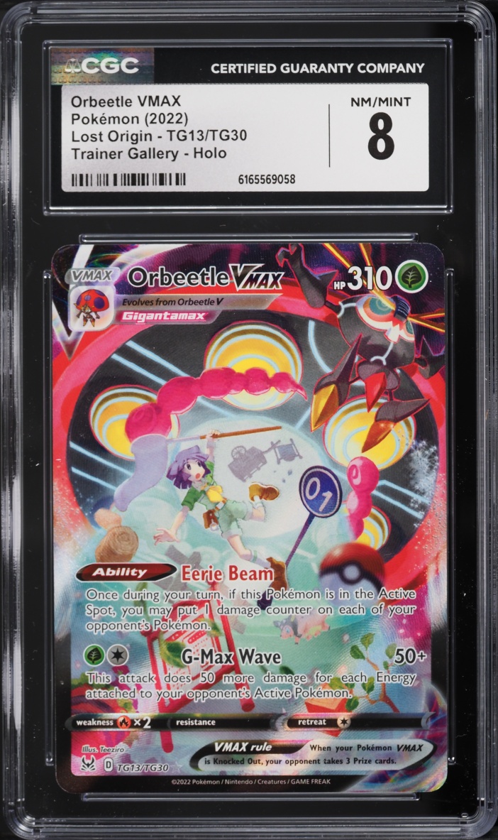 2022 Pokemon Sword & Shield Lost Origin Full Art Orbeetle VMAX #TG13 CGC 8 NM-MT