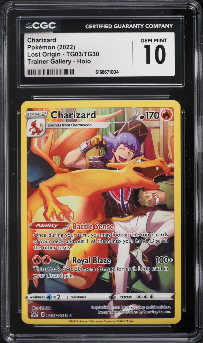 2022 Pokemon Sword & Shield Lost Origin Full Art Charizard #TG03 CGC 10 GEM MINT