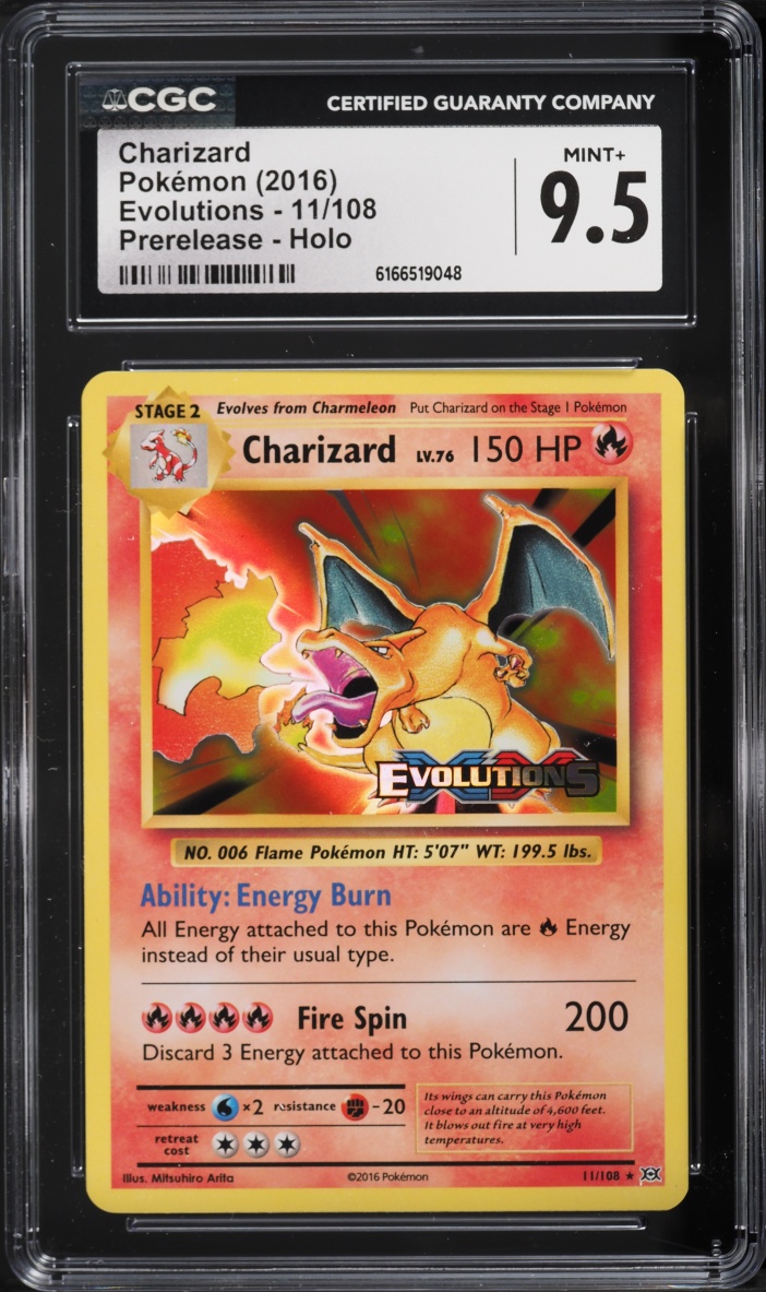 2016 Pokemon XY Evolutions Prerelease Holo Charizard #11 CGC 9.5 MINT+