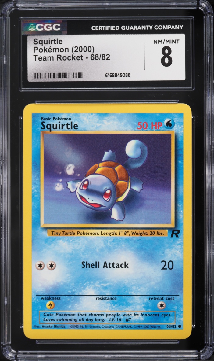 2000 Pokemon Team Rocket Squirtle #68 CGC 8 NM-MT