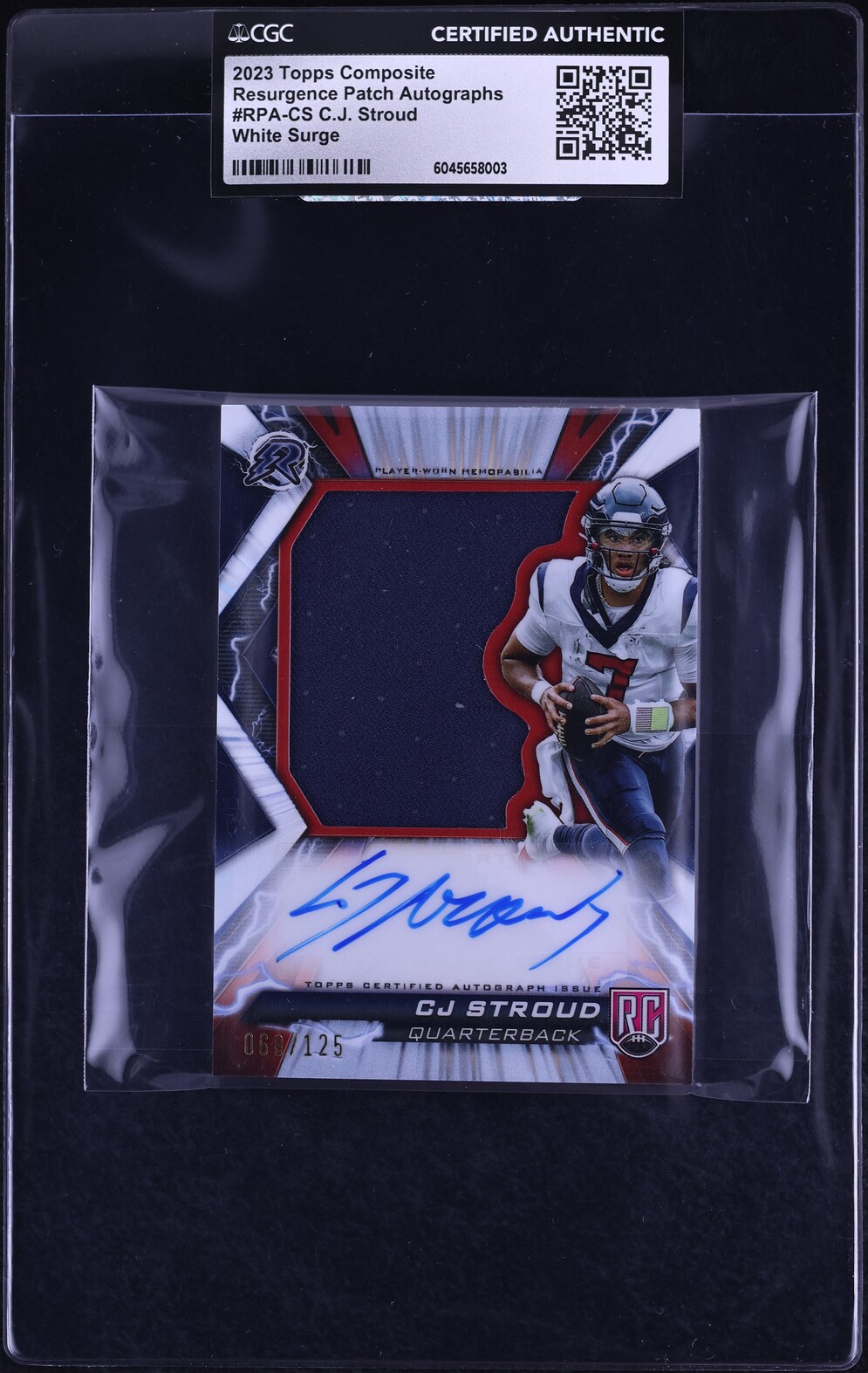 2023 Composite Resurgence White C.J. Stroud Rookie PATCH AUTO /125 CGC AUTH