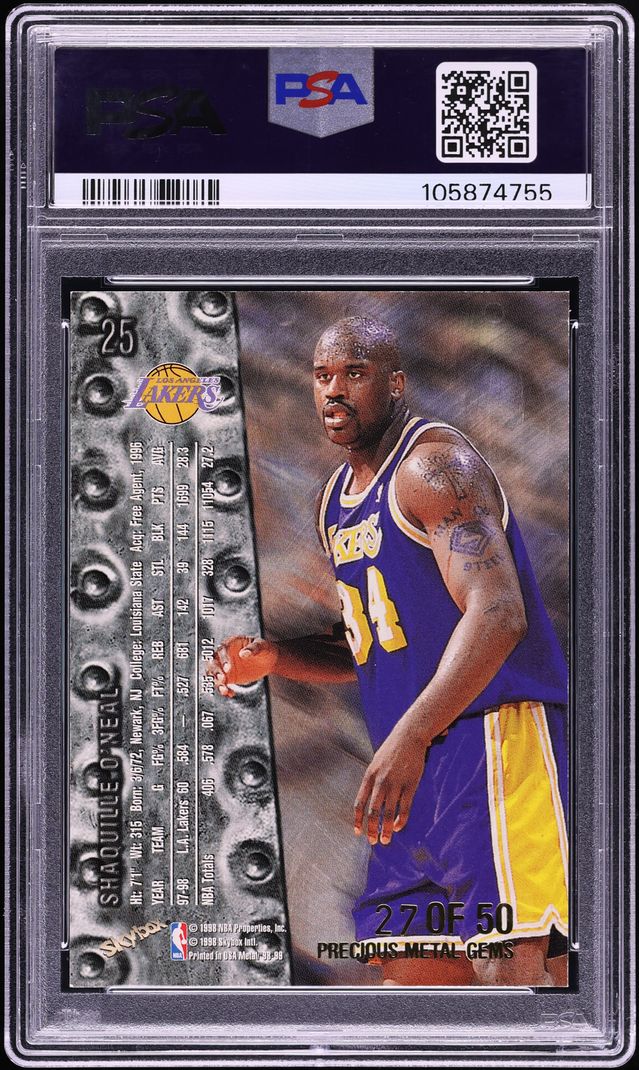 1998 Metal Universe Precious Metal Gems PMG Shaquille O'Neal /50 #25 PSA 6 EXMT - Photo 2