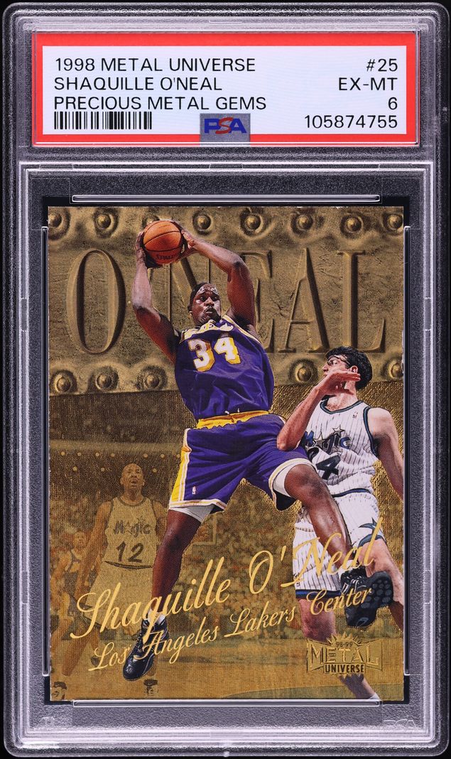 1998 Metal Universe Precious Metal Gems PMG Shaquille O'Neal /50 #25 PSA 6 EXMT