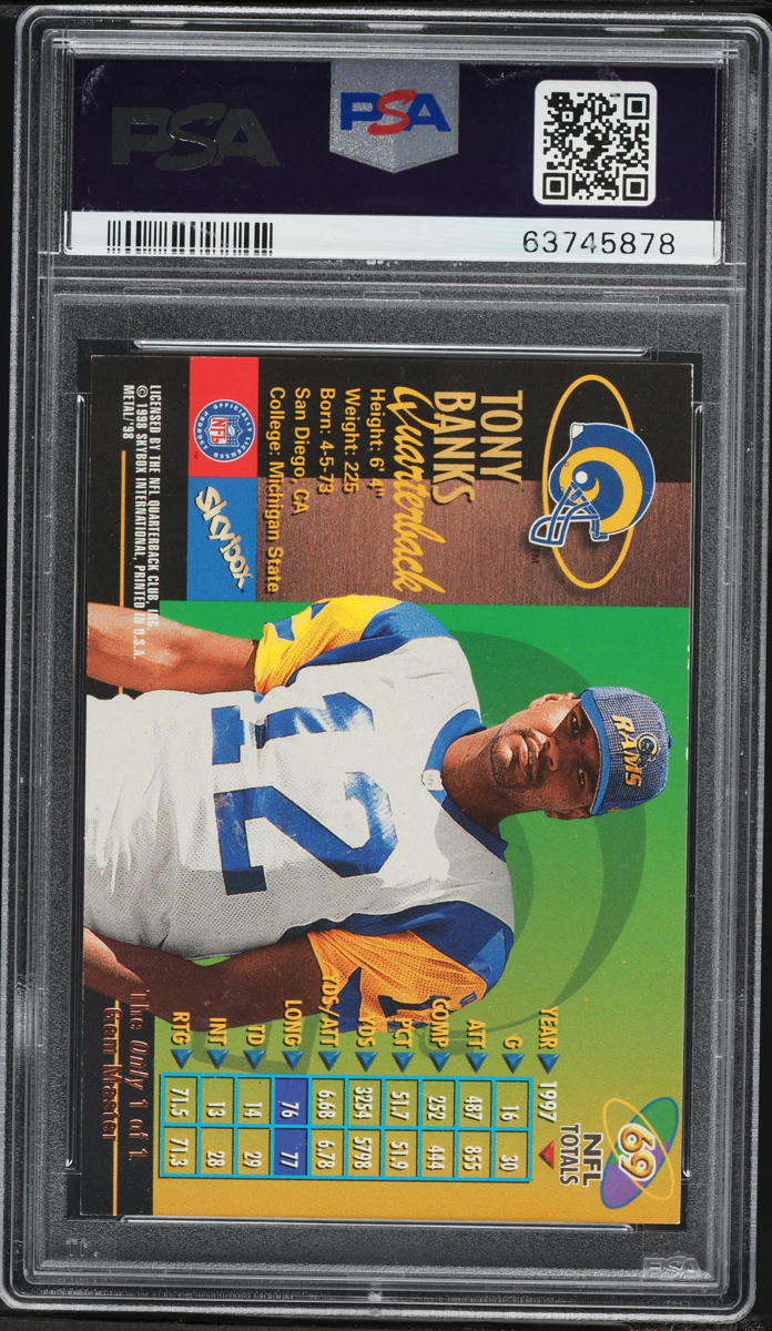 1998 Metal Universe Gem Master Tony Banks 1/1 #69 PSA 6 EXMT