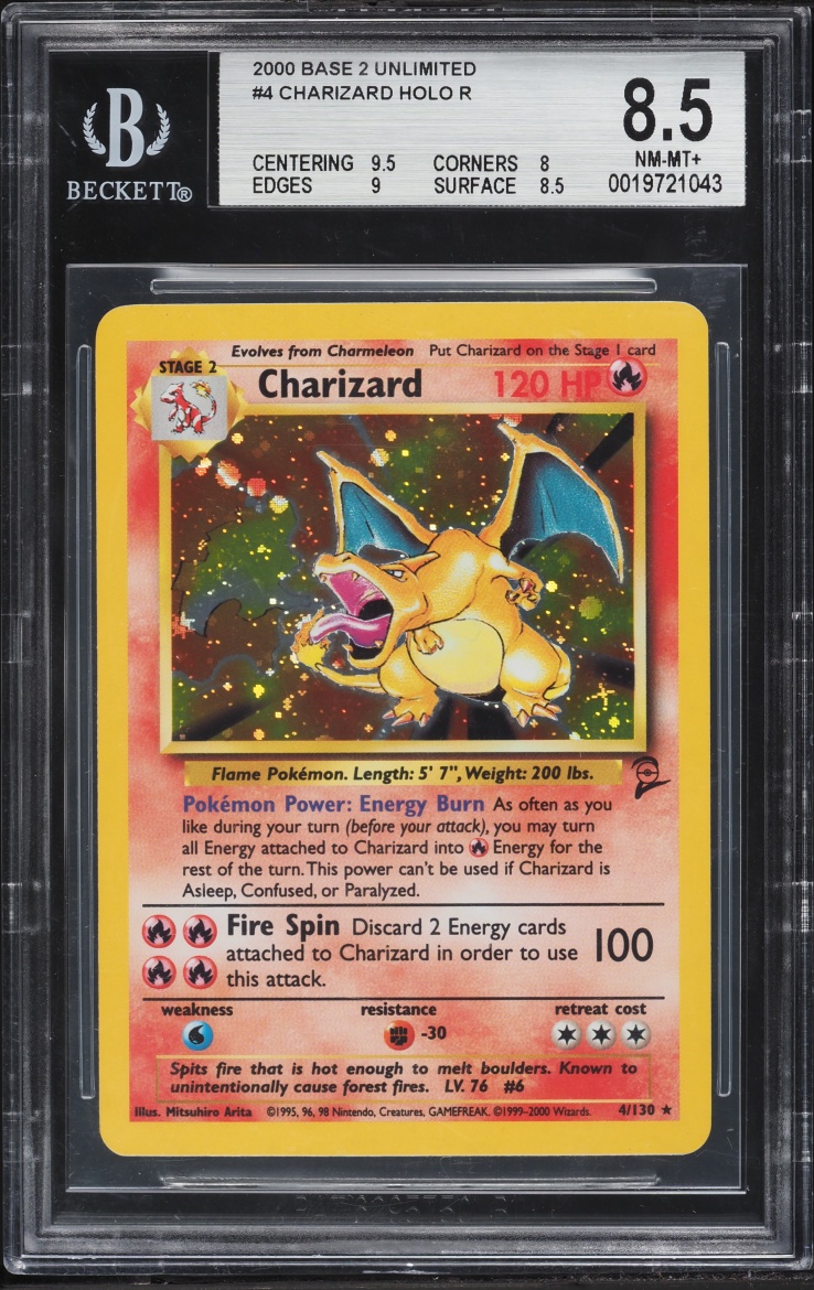2000 Pokemon Base Set 2 Holo Charizard #4 BGS 8.5 NM-MT+