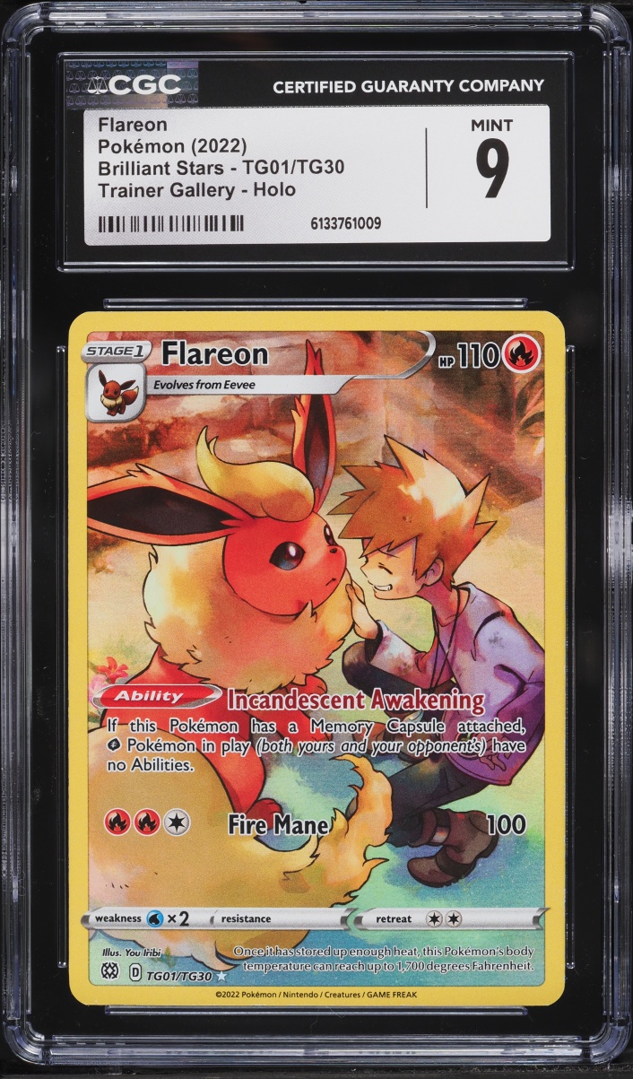 2022 Pokemon Sword & Shield Brilliant Stars CHR Flareon #TG01 CGC 9 MINT