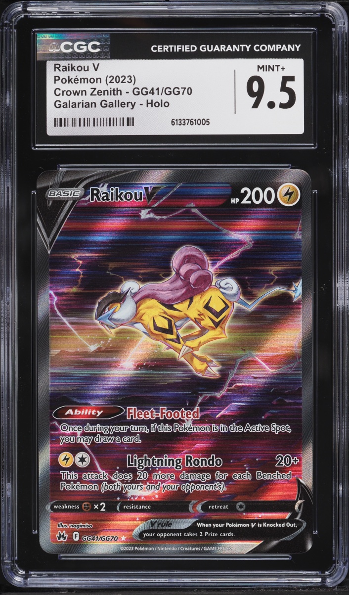 2023 Pokemon Sword & Shield Crown Zenith Galarian Gallery Full Art Raikou V #GG41 CGC 9.5 MINT+