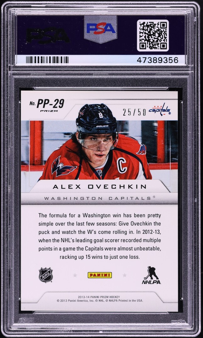 2013 Panini Prizm Pivotal Players Orange Alex Ovechkin /50 #PP-29 PSA 10 GEM
