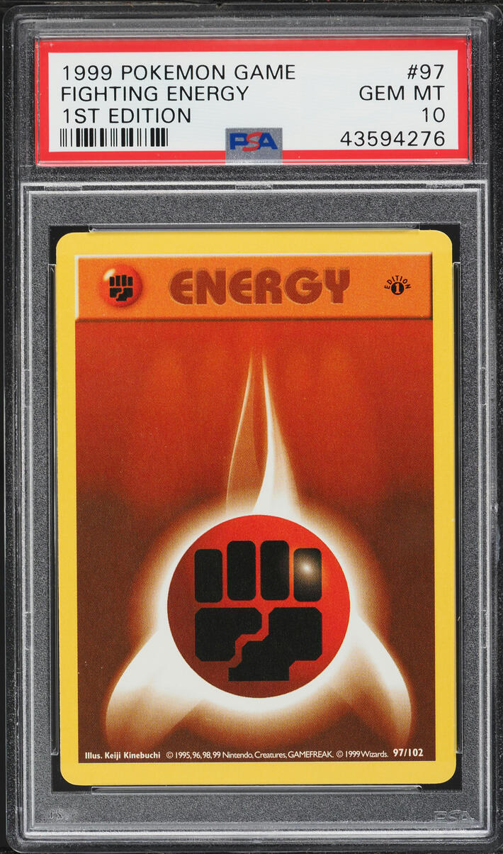 1999 Pokemon Base Set Shadowless 1st Edition Fighting Energy #97 PSA 10 GEM MINT