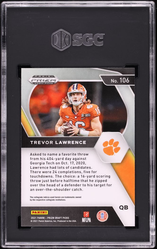 2021 Panini Prizm Draft Picks Trevor Lawrence ROOKIE #106 SGC 9.5 MINT+