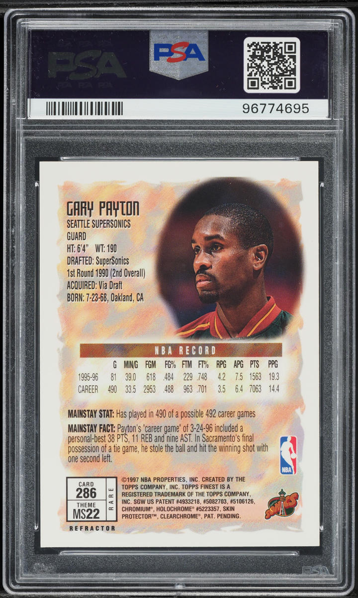 1996 Finest Refractor Gary Payton #286 PSA 9 MINT