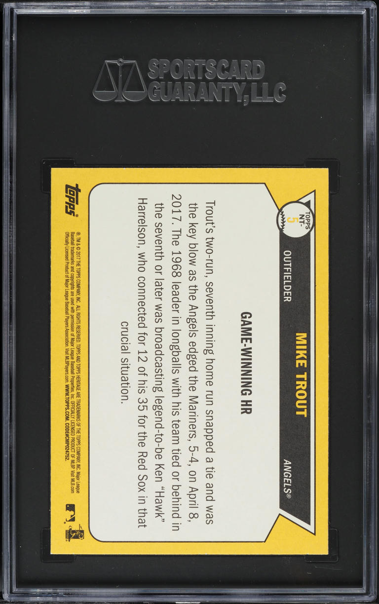 2017 Topps Heritage Now & Then Mike Trout #NT-5 SGC 10 GEM MINT