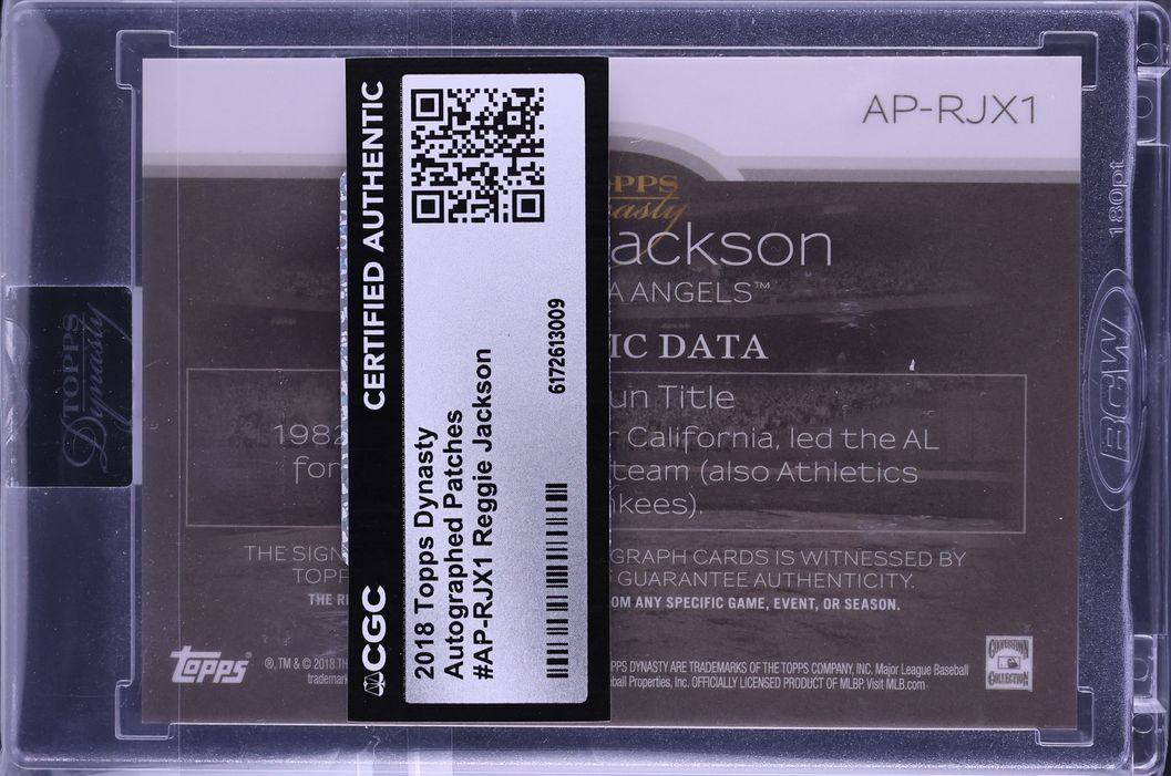 2018 Topps Dynasty Reggie Jackson PATCH AUTO /10 #AP-RJX1 CGC AUTH