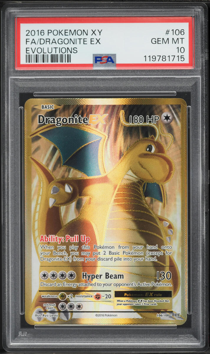 2016 Pokemon XY Evolutions Full Art Dragonite EX #106 PSA 10 GEM MINT