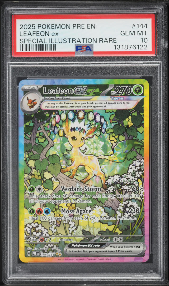 2025 Pokemon Scarlet & Violet Prismatic Evolutions SIR Leafeon ex #144 PSA 10 GEM MINT