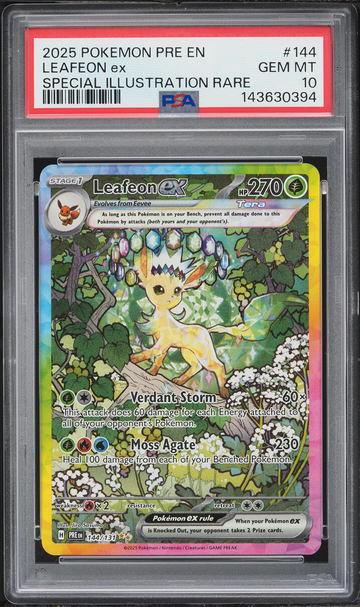 2025 Pokemon Scarlet & Violet Prismatic Evolutions SIR Leafeon EX #144 PSA 10 GEM MINT