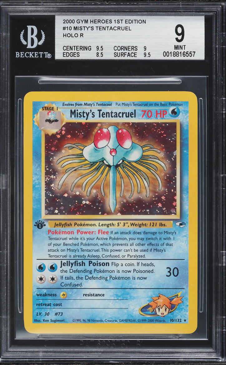 2000 Pokemon Gym Heroes 1st Edition Holo Misty's Tentacruel #10 BGS 9 MINT