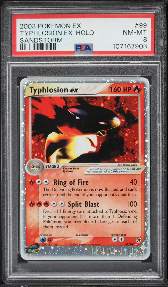 2003 Pokemon EX Sandstorm Holo Typhlosion ex #99 PSA 8 NM-MT