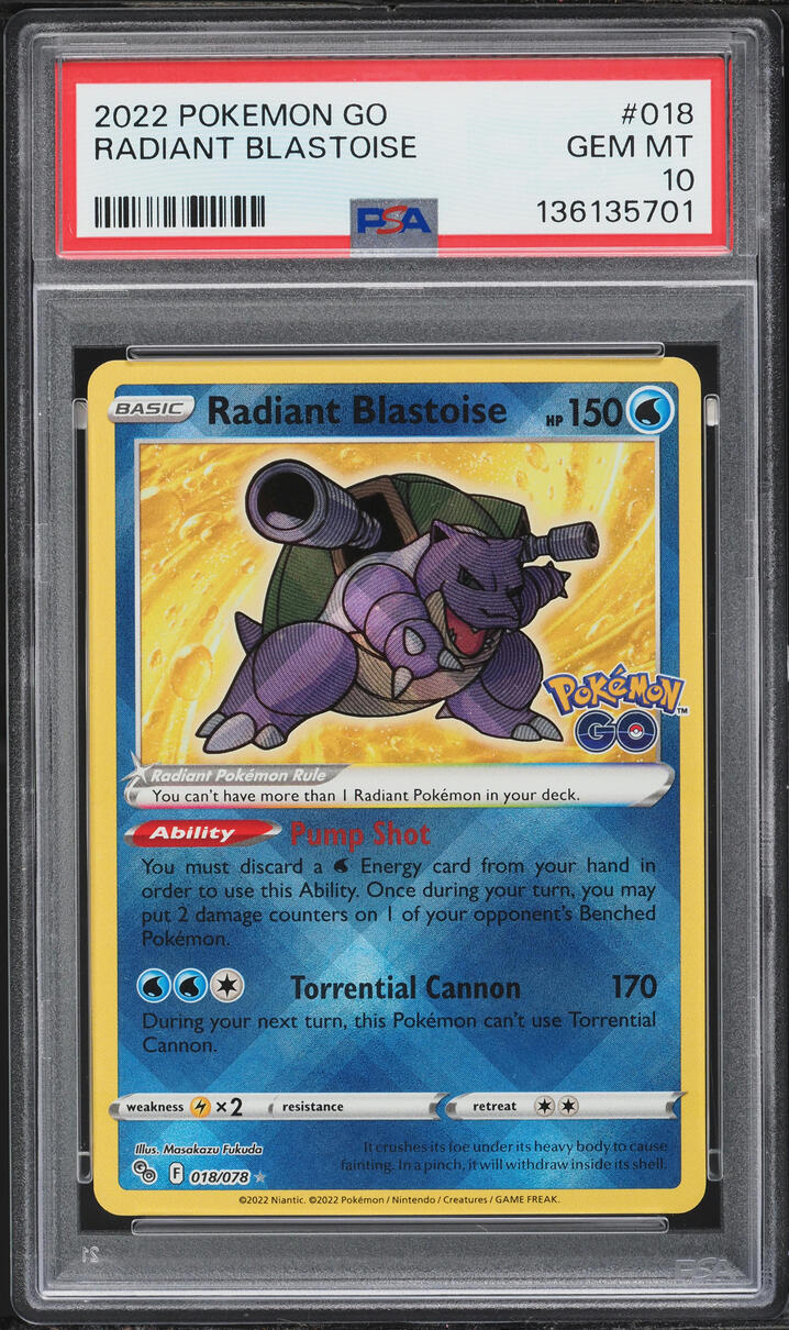 2022 Pokemon Sword & Shield Pokemon GO Radiant Blastoise #18 PSA 10 GEM MINT
