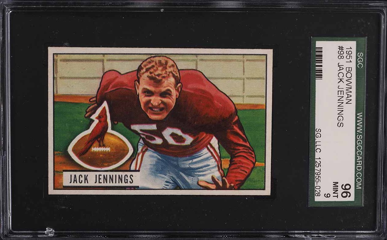 1951 Bowman Football Jack Jennings #98 SGC 9 MINT