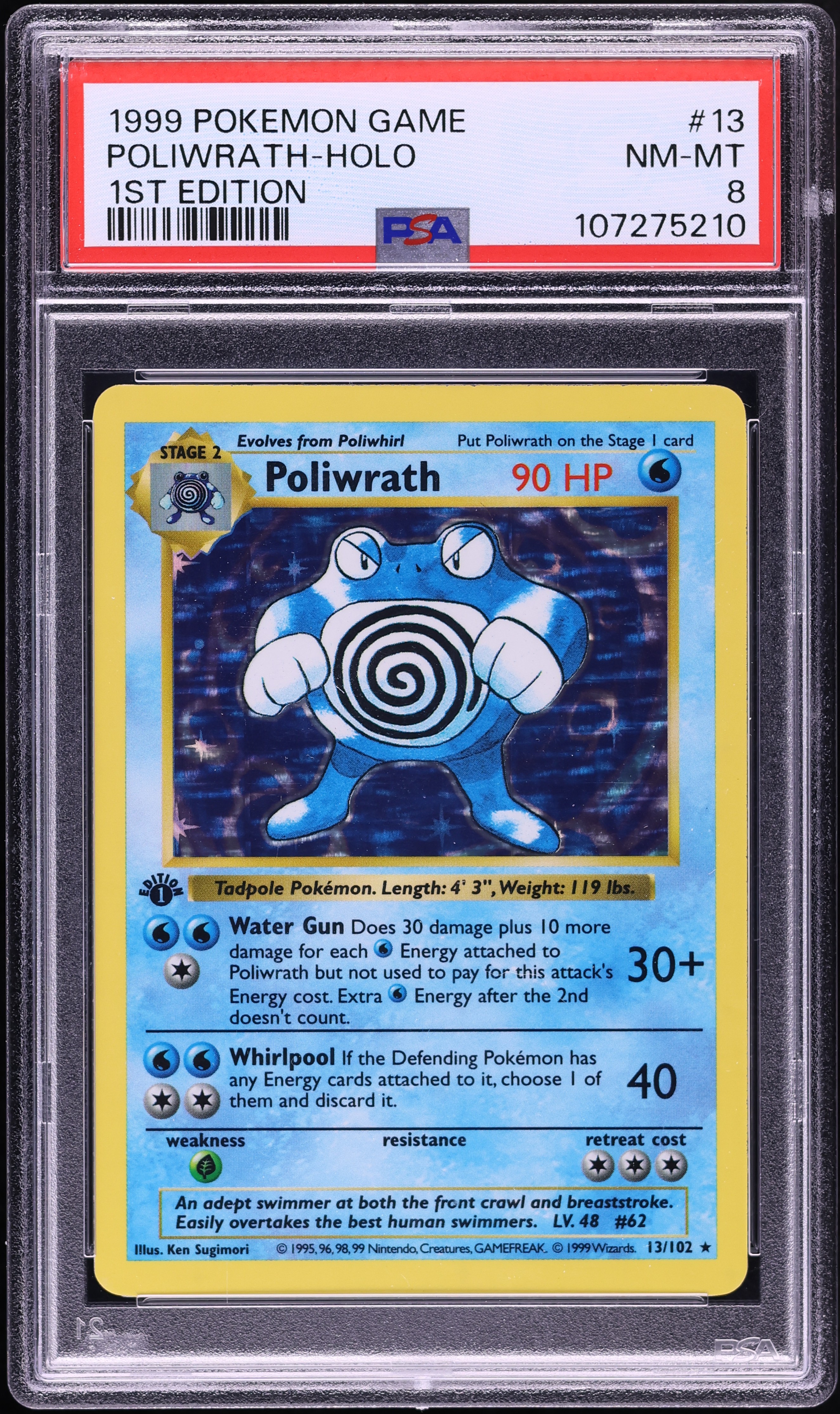 1999 Pokemon Base Set Shadowless 1st Edition Holo Poliwrath #13 PSA 8 NM-MT