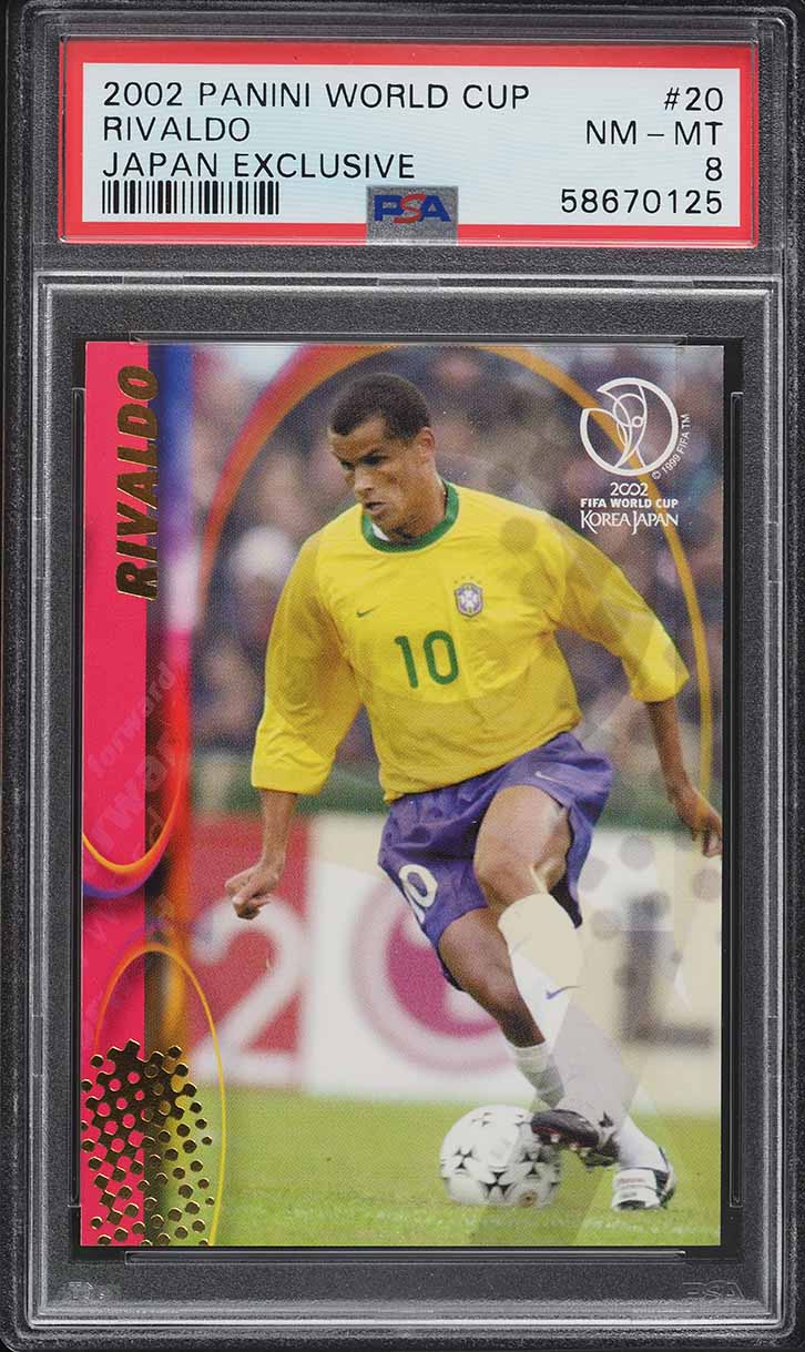 2002 Panini World Cup Japan Exclusive Rivaldo #20 PSA 8 NM-MT