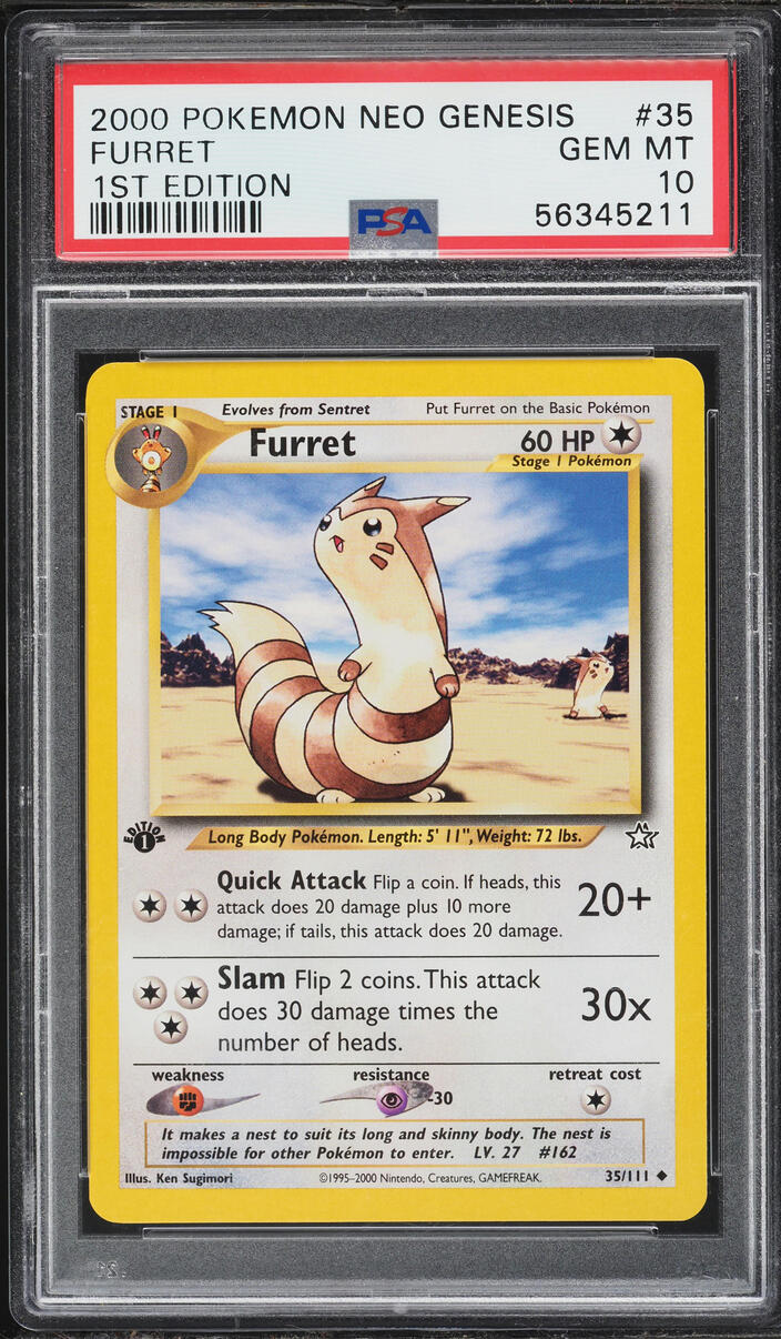 2000 Pokemon Neo Genesis 1st Edition Furret #35 PSA 10 GEM MINT