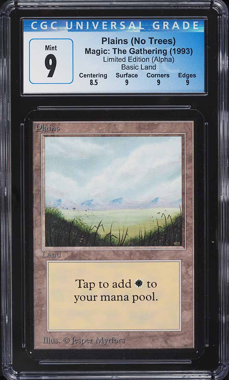 1993 Magic The Gathering MTG Alpha No Trees Plains V1 C L CGC 8.5