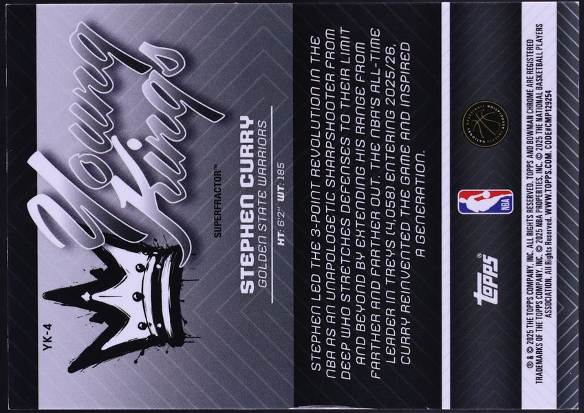 2025 Bowman Chrome Young Kings Superfractor Stephen Curry 1/1 #YK-4 CGC AUTH