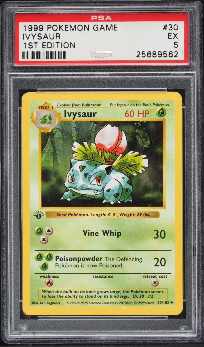 1999 Pokemon Base Set Shadowless 1st Edition Ivysaur #30 PSA 5 EX