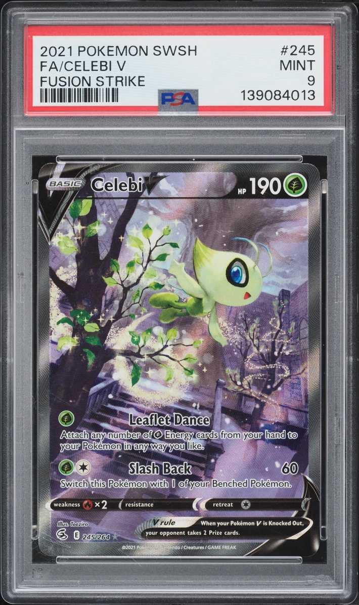 2021 Pokemon Sword & Shield Fusion Strike Alt Art Celebi V #245 PSA 9 MINT