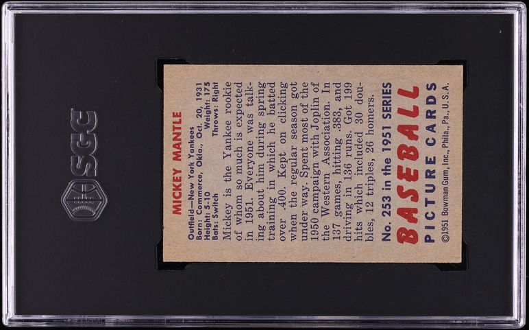 1951 Bowman Mickey Mantle ROOKIE #253 SGC 5 EX