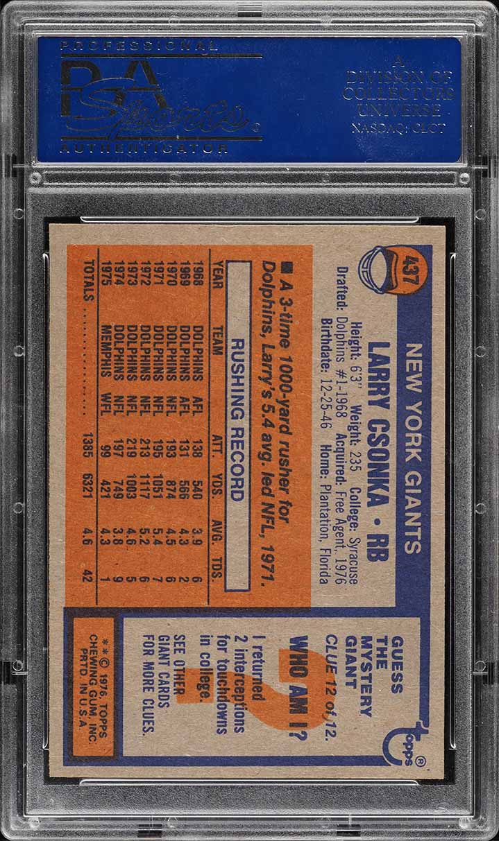 1976 Topps Football Larry Csonka #437 PSA 8 NM-MT