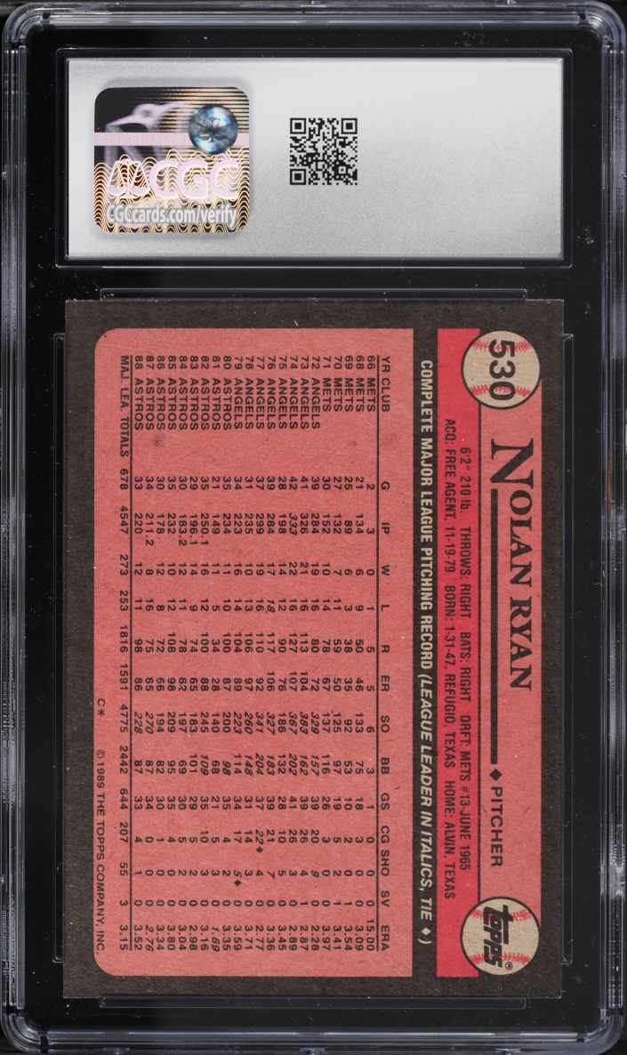 1989 Topps Nolan Ryan #530 CGC 9 MINT