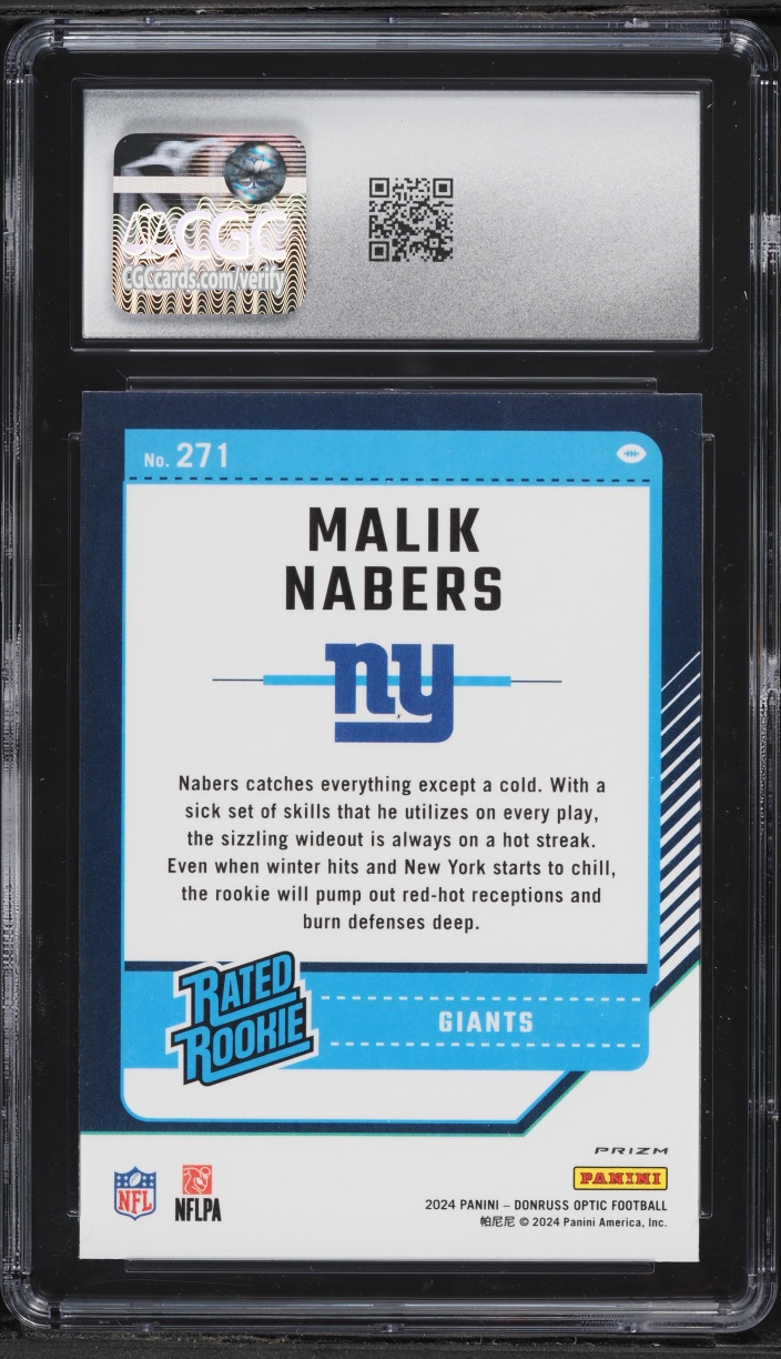 2024 Donruss Optic Purple Shock Malik Nabers ROOKIE #271 CGC 10 GEM MINT