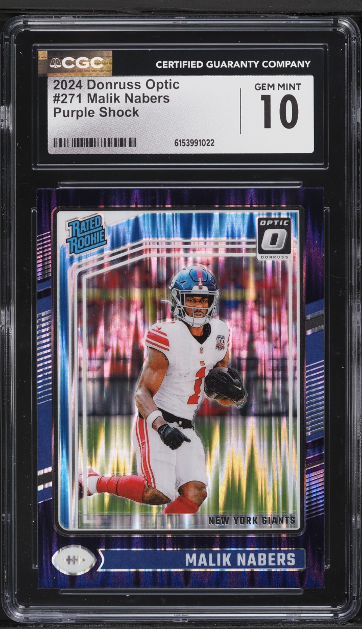 2024 Donruss Optic Purple Shock Malik Nabers ROOKIE #271 CGC 10 GEM MINT