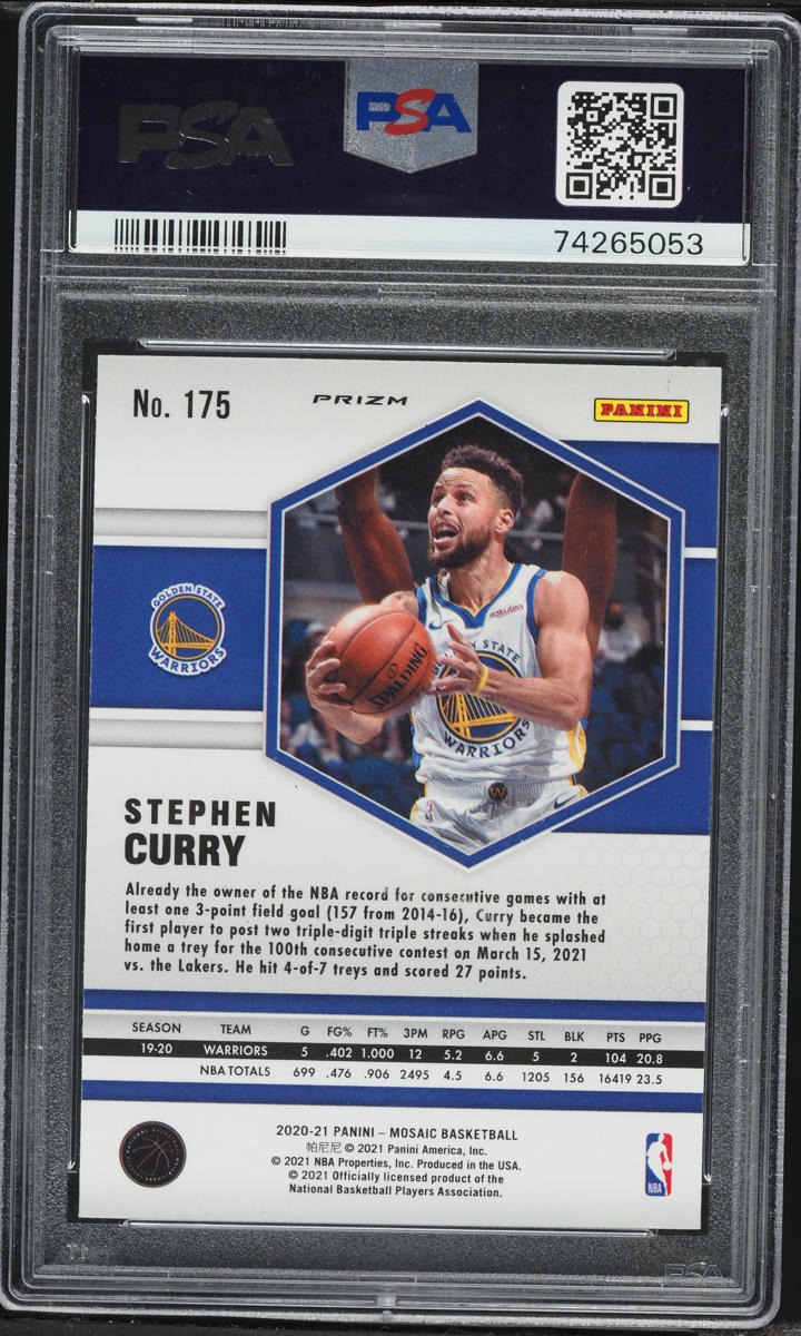 2020 Panini Mosaic Genesis Stephen Curry #175 PSA 10 GEM MINT