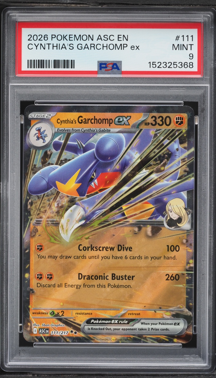 2026 Pokemon Mega Evolution Ascended Heroes Holo Cynthia's Garchomp Ex #111 PSA 9 MINT