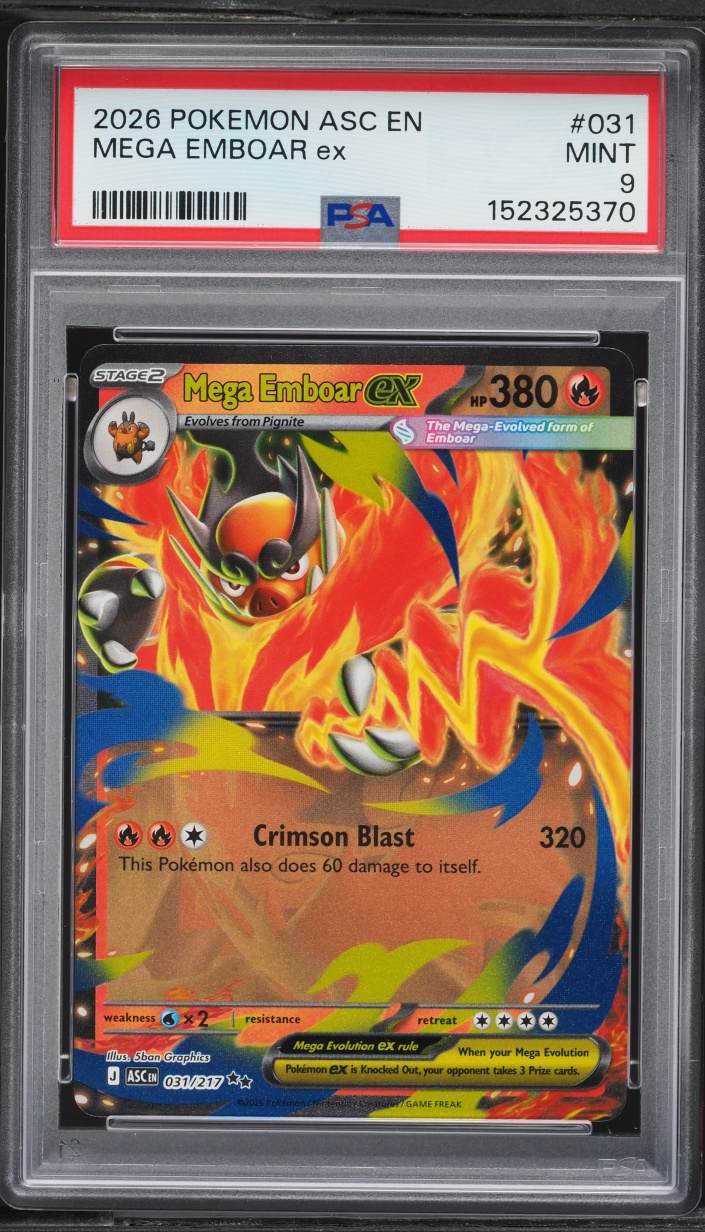 2026 Pokemon Mega Evolution Ascended Heroes Holo Mega Emboar Ex #031 PSA 9 MINT
