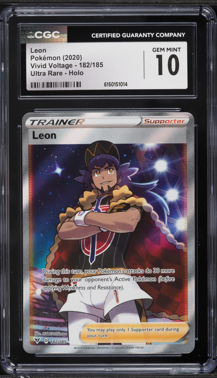 2020 Pokemon Sword & Shield Vivid Voltage Full Art Leon #182 CGC 10 GEM MINT