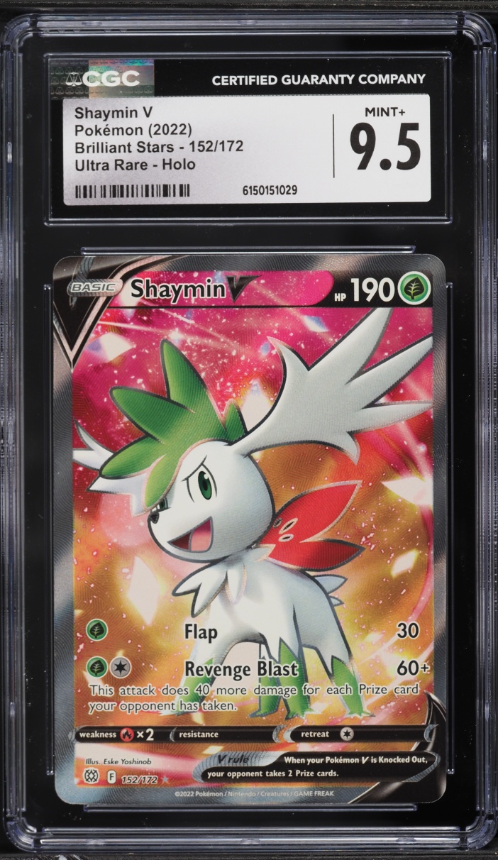 2022 Pokemon Sword & Shield Brilliant Stars Full Art Shaymin V #152 CGC 9.5 MINT+
