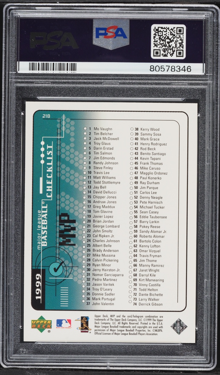 1999 Upper Deck MVP Silver Script Ken Griffey Jr. #218 PSA 10 GEM MINT - Photo 2