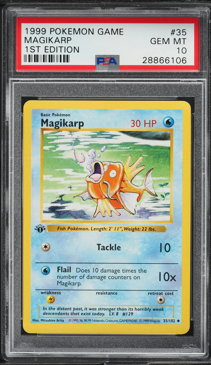 1999 Pokemon Base Set Shadowless 1st Edition Magikarp #35 PSA 10 GEM MINT