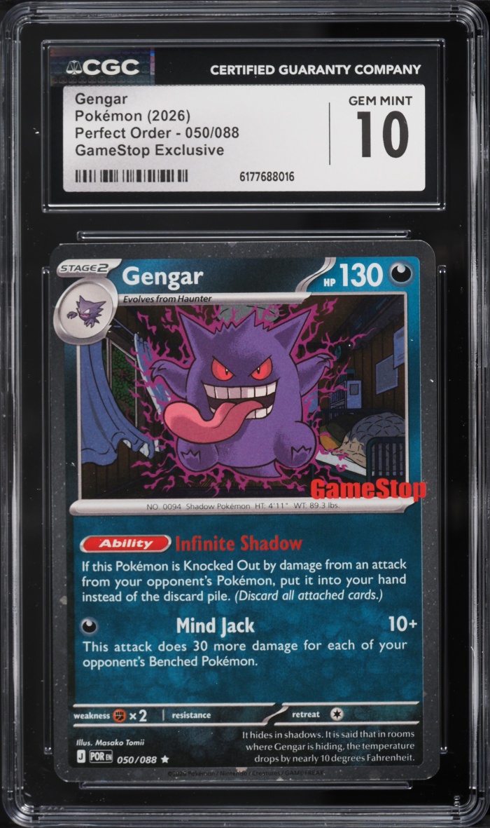 2026 Pokemon Mega Evolution Perfect Order GameStop Exclusive Gengar #50 CGC 10 GEM MINT