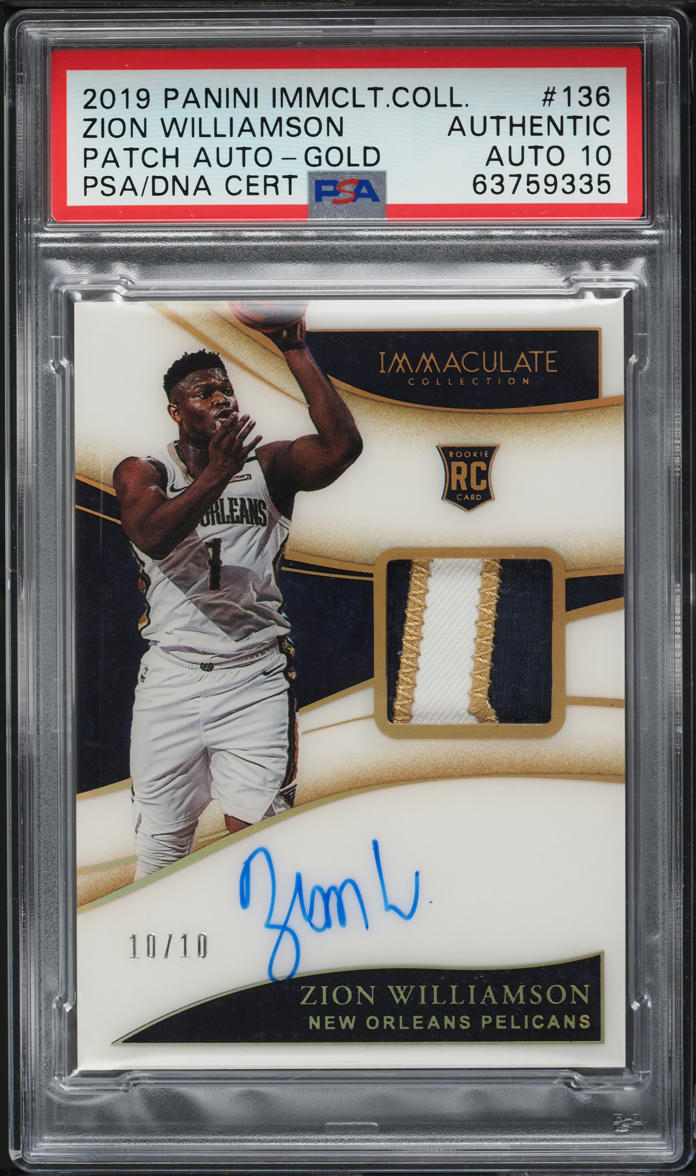 PANINI opulence ZION WILLIAMSON RCナイキパッチ 2019 Immaculate Collection Zion Williamson RC PATCH AUTO DNA