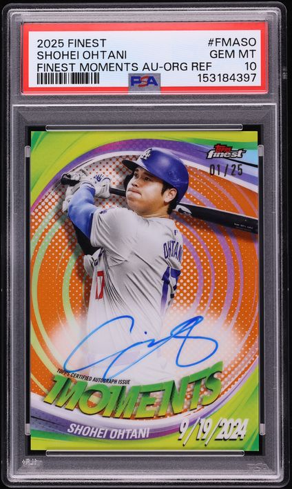 2025 Finest Moments Orange Refractor Shohei Ohtani AUTO 1/25 #FMA-SO PSA 10 GEM MINT